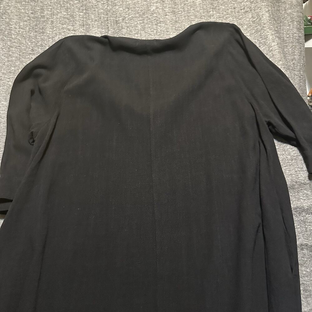 NWT Meomua Black 100% Linen Dress XL Lagenlook Boho Artsy Sustainable 3/4 Sleeve - Picture 5 of 12
